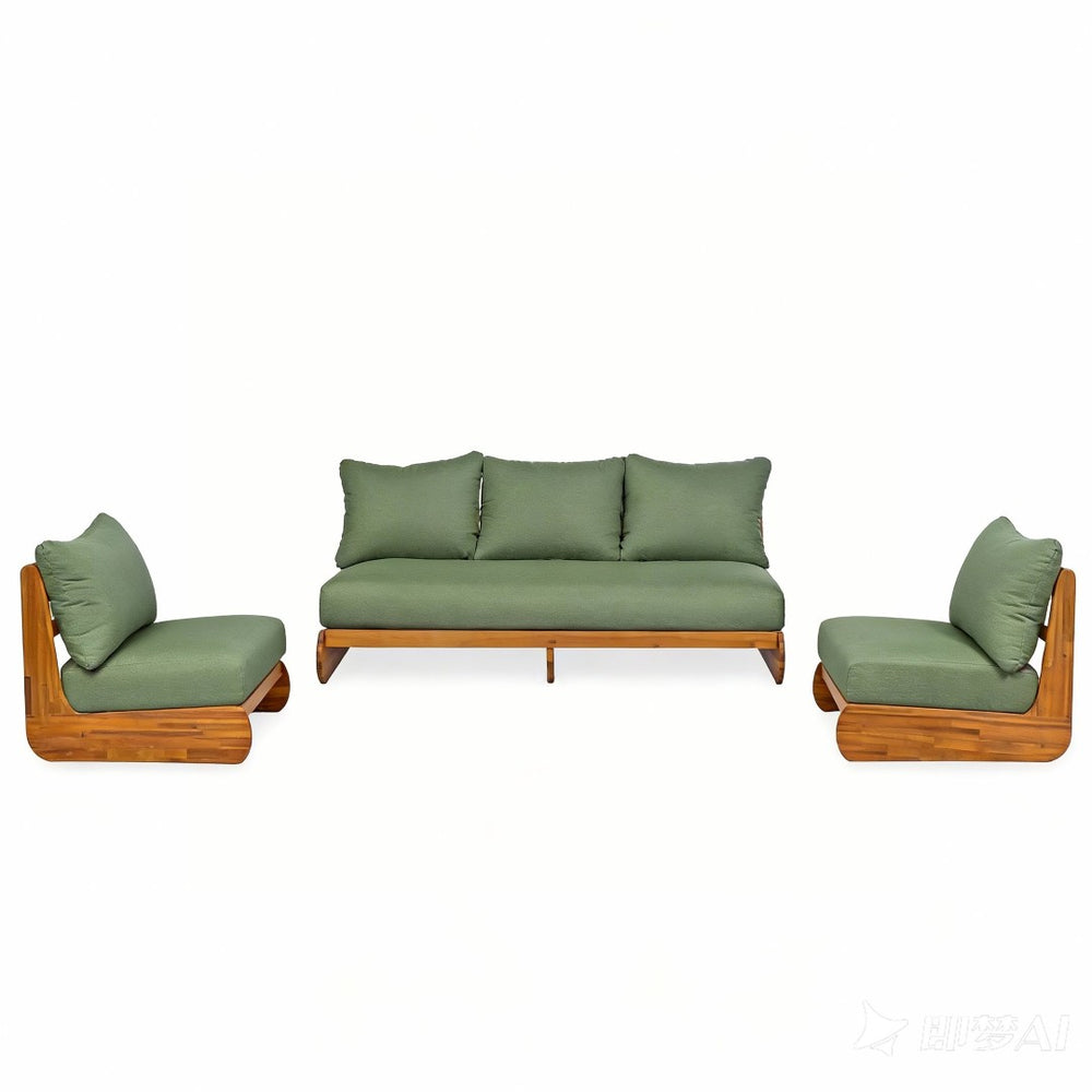 English Elm Outdoor Acacia Wood 5 Seat Chat Set with Teak Finish and Foam Filled Cushions N773OC00157G