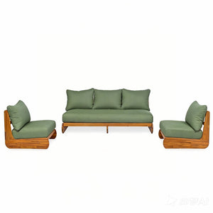English Elm Outdoor Acacia Wood 5 Seat Chat Set with Teak Finish and Foam Filled Cushions N773OC00157G