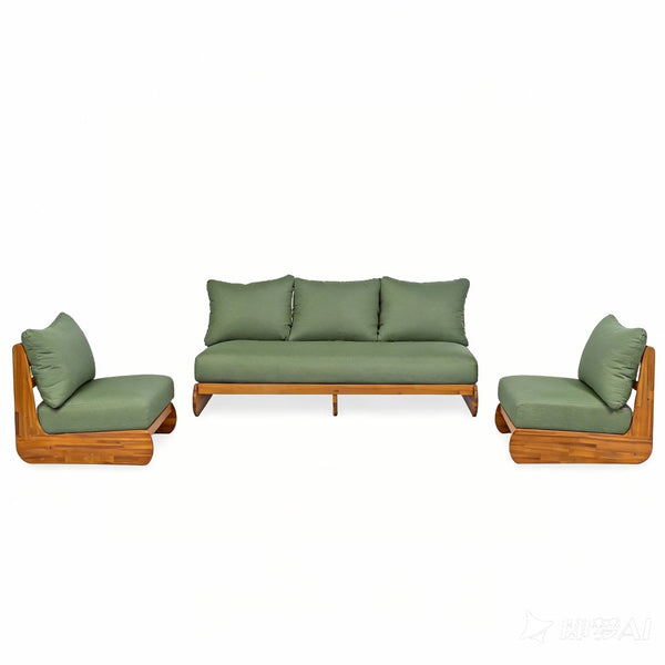 English Elm Outdoor Acacia Wood 5 Seat Chat Set with Teak Finish and Foam Filled Cushions N773OC00157G