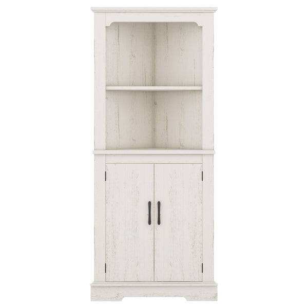 English Elm Tall Corner Cabinet Wood Grain Beige - Tall 69.3" Storage Tower with Doors, Shelves & Space-Saving Design W1580P257486
