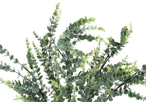 English Elm Artificial Eucalyptus Floor Plant 44" Tall in Sleek Black Pot with 1440 Lifelike Leaves, No Care Needed Green 44 L x 8 W x 8 H B2710P220047