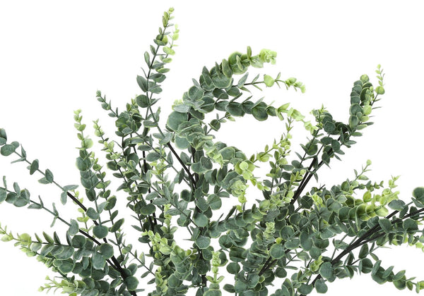 English Elm Artificial Eucalyptus Floor Plant 44" Tall in Sleek Black Pot with 1440 Lifelike Leaves, No Care Needed Green 44 L x 8 W x 8 H B2710P220047