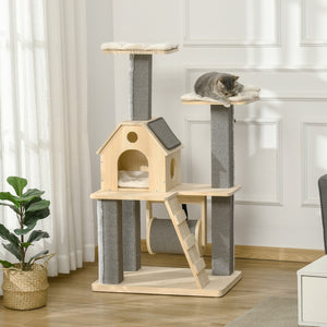 English Elm Pawhut Modern Cat Tower with Sisal Posts Cushioned Perches and Condo for Indoor Cats W2225P229277