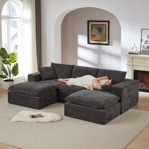 English Elm Modern Chenille Cloud Sofa – Stylish, Comfortable, Modular Seating For Homes, Offices & Apartments W3396S00052