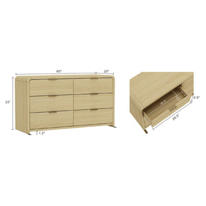 English Elm Grace 60" Dresser Natural Oak — 6-Drawer Modern Solid Wood Look, Metal Glam Handles, TV-Ready B365S00063