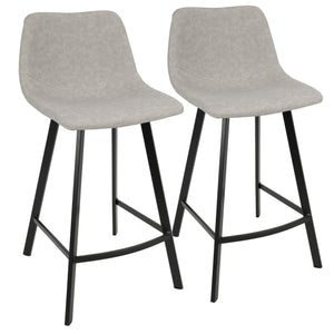 English Elm Outlaw Industrial Counter Stool Set of 2 — Grey Faux Leather, Black Metal Frame, Suede-Like PU Comfort B202P222418