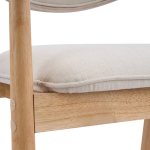 English Elm Modern Rubberwood Dining Chair Set Sculptural Curved Back Upholstered Seat Walnut Frame Beige,Natural N768P391165N