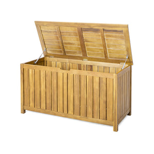 English Elm Christopher Knight Home® - Portside Teak 100-Gallon Acacia Wood Deck Box with Louvered Panels, Weather-Resistant Storage Bench N775P175344T