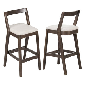 English Elm Christopher Knight Home® - Jasper Ergonomic Rubberwood Barstool Set of 2 with Thick Cushions, Stable Trapezoid Legs, Modern Look Beige,Dark Brown N775P336213D