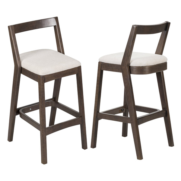 English Elm Christopher Knight Home® - Jasper Ergonomic Rubberwood Barstool Set of 2 with Thick Cushions, Stable Trapezoid Legs, Modern Look Beige,Dark Brown N775P336213D