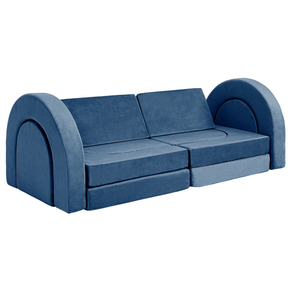 English Elm 14pcs Modular Foam Play Couch Set Convertible Toddler Fort Builder for Playrooms Blue T5880P493431