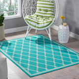 Christopher Knight Home® - Noble House - Eutropia 5'3" X 7' Indoor Area Rug, Teal and Ivory