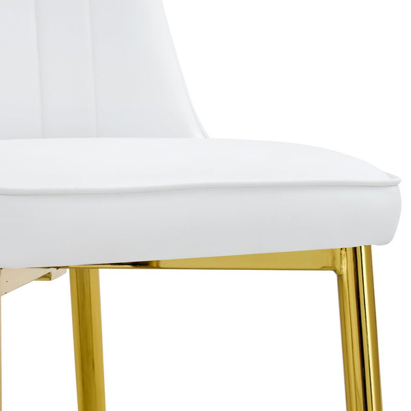 English Elm Table and Chair Set Marble Glass Top Gold Legs Pu Leather Seats Modern Dining Black,White+Gold W1151S04651