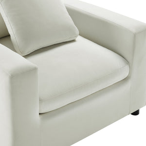 English Elm Caylie Modern Armchair with Plush Down-Fiber Cushions, Removable Covers, Solid Wood Legs Ivory B050P409002