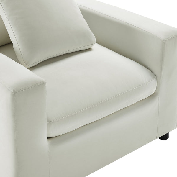 English Elm Caylie Modern Armchair with Plush Down-Fiber Cushions, Removable Covers, Solid Wood Legs Ivory B050P409002