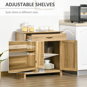 English Elm Homcom Farmhouse Sideboard Buffet With Barn Doors, Adjustable Shelf & Drawer For Rustic Storage Solutions W2225P217416