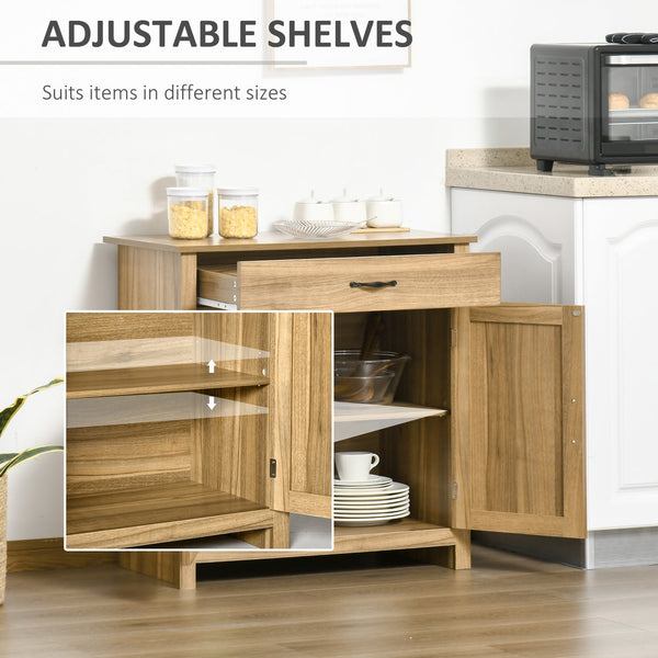 English Elm Homcom Farmhouse Sideboard Buffet With Barn Doors, Adjustable Shelf & Drawer For Rustic Storage Solutions W2225P217416