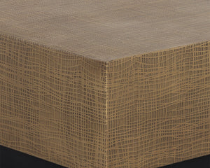 Sunpan Albans Handcrafted Coffee Table - Intricate Etched Brass Finish with Elegant Black Iron Base, 60"W