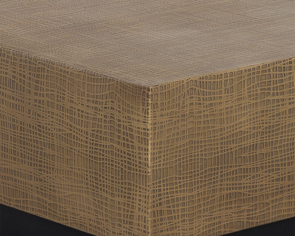 Sunpan Albans Handcrafted Coffee Table - Intricate Etched Brass Finish with Elegant Black Iron Base, 60"W