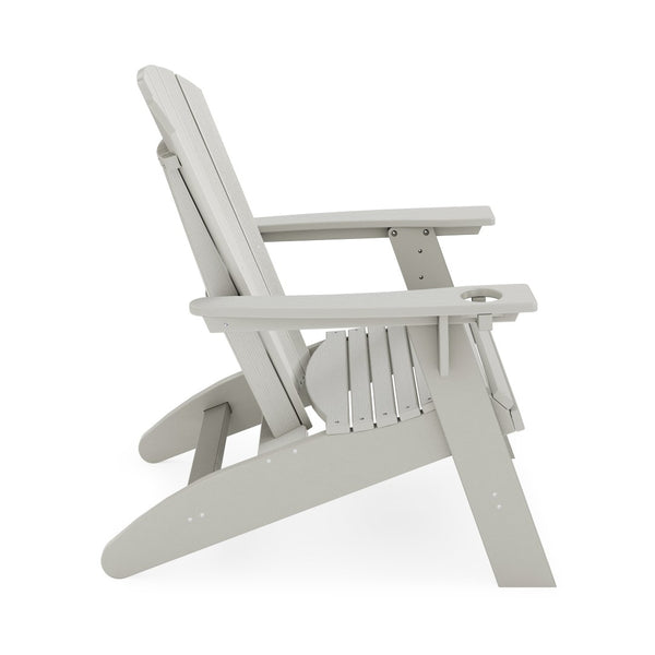 English Elm Adirondack Hdpe Poly Lumber Chair with Cup Holder for Patio Garden Poolside Dark Gray B195P198767