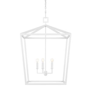 Denison Medium White Lantern - Elegant Hammered Wrought Iron Fixture for Modern Home Décor