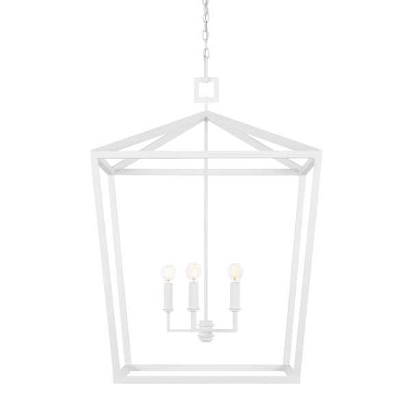 Denison Medium White Lantern - Elegant Hammered Wrought Iron Fixture for Modern Home Décor