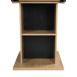 English Elm 61.81 Extendable Dining Table with Geometric Metal Base, E2 MDF Durable Top, Sleek Modern Design Natural+Black W2317P251946