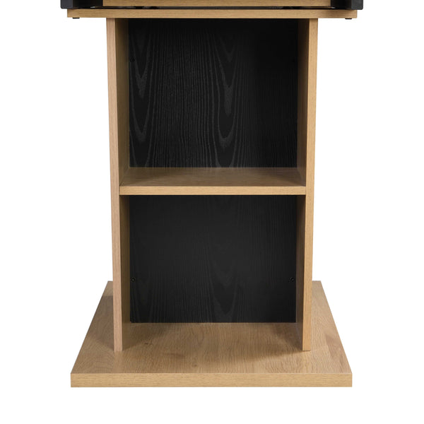 English Elm 61.81 Extendable Dining Table with Geometric Metal Base, E2 MDF Durable Top, Sleek Modern Design Natural+Black W2317P251946