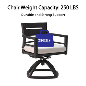 English Elm 5-Piece Modern Patio Dining Set With Swivel Rockers, Sunbrella Cushions & 40" Table - Ember Black W1886S00008