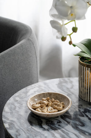 English Elm 6x6x1.5" Round Marble Decorative Bowl Cream - Versatile Entryway Catchall, Soap Dish & Orb Vessel, Modern Organic Charm W2078P358642