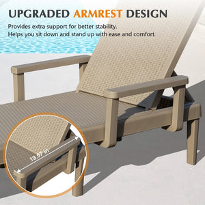 English Elm Pool Chaise Lounge Set of Two Resin Reclining Chairs for Patio Deck Garden Use Khaki W1859P477630