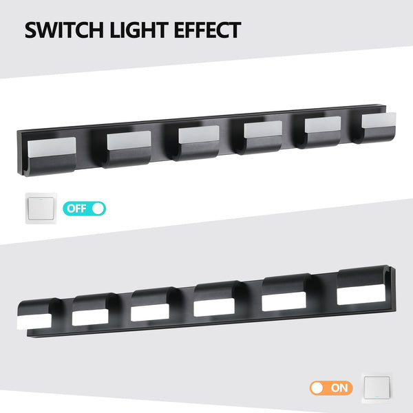 English Elm Modern 6-Light Led Bathroom Vanity Lighting Fixture With Black Iron Accents For Stylish Grooming W2312P374897