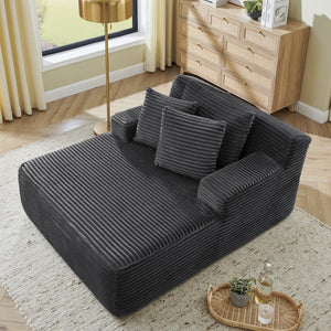 English Elm Single Frameless Velvet Lounge Chair Plush High Density Foam Accent Seat for Living Room Dark Gray W487P420017