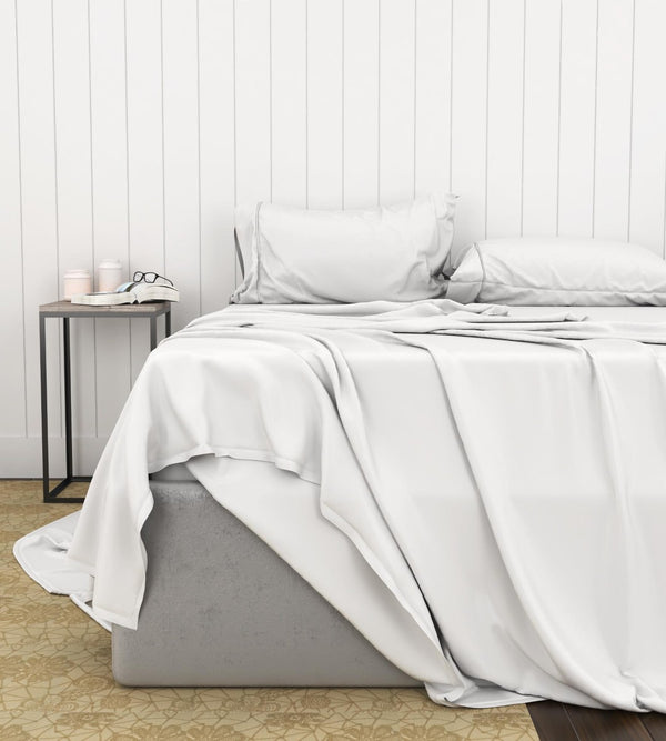 English Elm Bamboo Cotton Blend Sheet Set Breathable Soft Adjustable Split Base California King White B180P172135