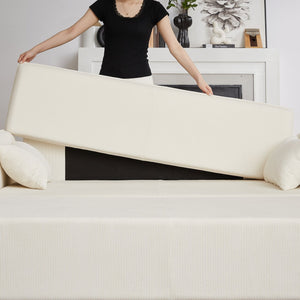 English Elm FX'' 66 Inch Sleeper Sofa Bed 3-in-1 Convertible Pullout Sofa with Plush Corduroy, 4 Pillows, Pockets Beige W1926S00058