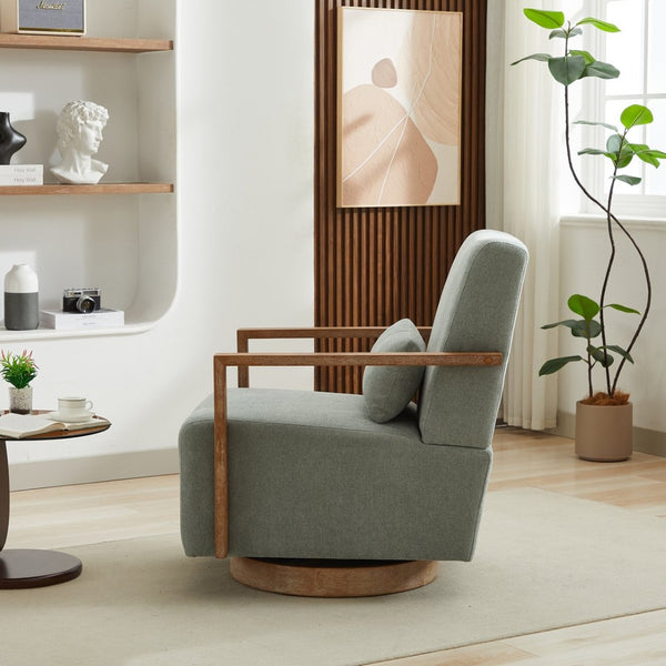 English Elm 29.13"w Boucle Swivel Accent Chair Open Back 360 Rotation Modern Lounge Seating Pale Green W3188P417949
