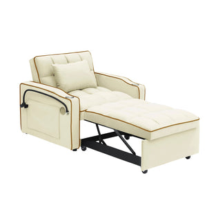 English Elm Sofa Convertible Sleeper Chair with Adjustable Back and Serpentine Spring Support W2564P462078