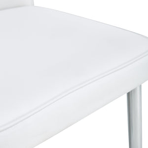 English Elm Modern Pu Leather Dining Chair Set of Six with Curved Back and Polished Metal Legs White+Silver W1151P370779