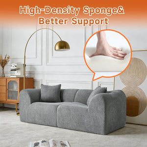 English Elm Modern Velvet Two Seat Loveseat with Pillows Compact Upholstered Sofa for Apartment Gray W1765P349641
