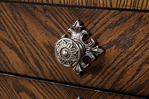 English Elm Ornate Silver Molding Nightstand with Usb Charging Dovetail Drawers Bedroom Storage Espresso B2741P435895