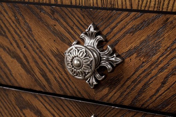 English Elm Ornate Silver Molding Nightstand with Usb Charging Dovetail Drawers Bedroom Storage Espresso B2741P435895