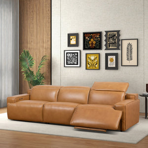 English Elm Urbana Triple Power Reclining Sofa in Top Grain Leather for Modern Living Rooms B183S00114