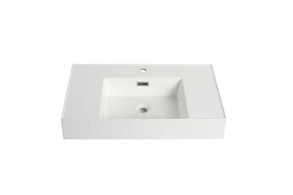 English Elm 30 Resin Gel-Coated Bathroom Basin Vanity Top, 30" White Durable Scratch-Resistant Modern Design W1972P186772