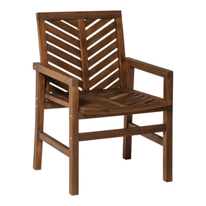 English Elm Walker Edison - Modern Acacia 2-Piece Chevron Patio Chairs Dark Brown - Solid Outdoor Wood, Stained Finish, A+ Comfort B185P169348