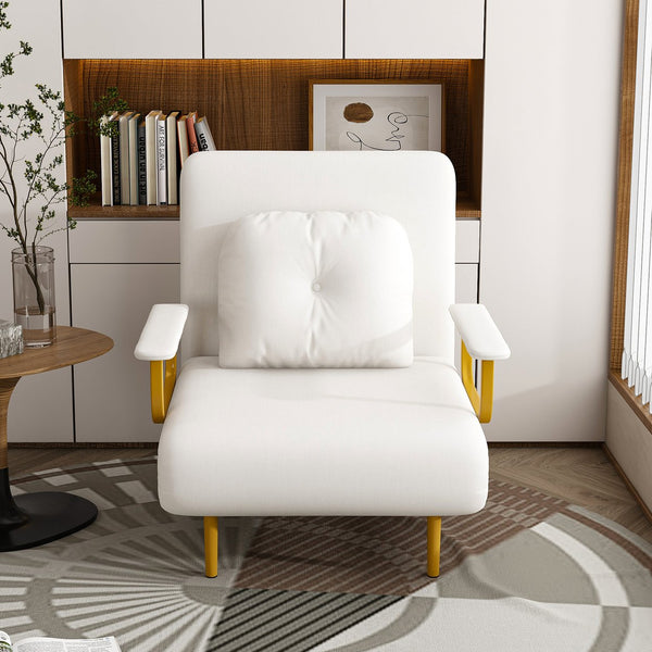 English Elm Folding Sofa Bed Convertible Chair with 5-Position Backrest, High-Density Foam, Durable Iron Frame, Space-Saving Sleeper White W2700P319131