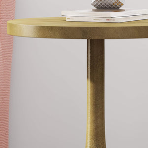 English Elm Christopher Knight Home® - Modern Aluminum Accent Table with Raw Brass Turned Base, Lightweight Rust-Resistant Aluminum, 23.25"L 67037.00