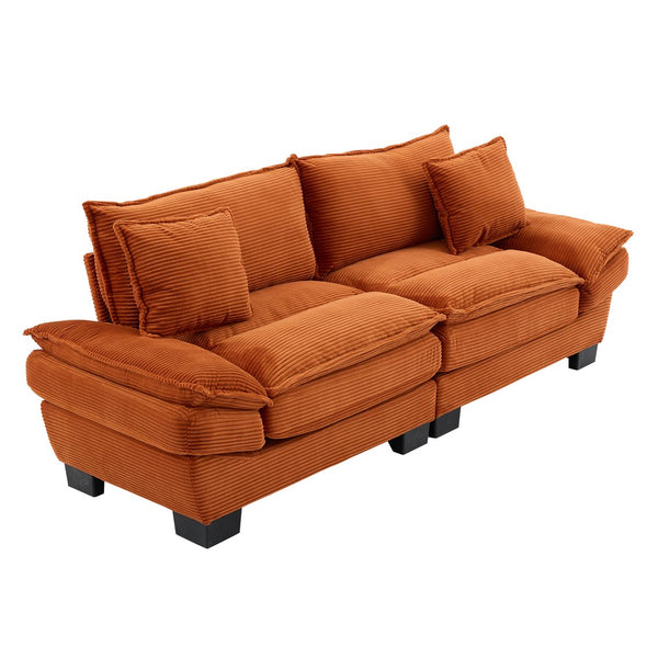 English Elm Corduroy Modern Sofa Sleeper Loveseat with Double-Layer Cushions, Two Pillows, Sturdy Frame 84" Orange W676P227342