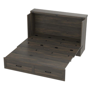 English Elm Murphy Full-Size Cabinet Bed with Built-In Charging Station, Storage Drawer & 700lb Capacity Comfort Gray 57.25 L x 27 W x 6 H N733S293997G