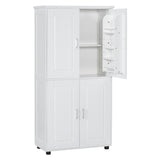 English Elm Tall and Wide Bathroom Floor Storage Cabinet, Bathroom Storage Unit, Freestanding Cabinet With 4 Doors, Adjustable Shelves, White