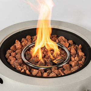 English Elm 24" Propane Fire Pit Bowl 50,000 BTU with Pulse Ignition, Stainless Steel Burner, Lava Rocks, Grey W853P193938